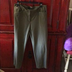 Army green ankle dress pants